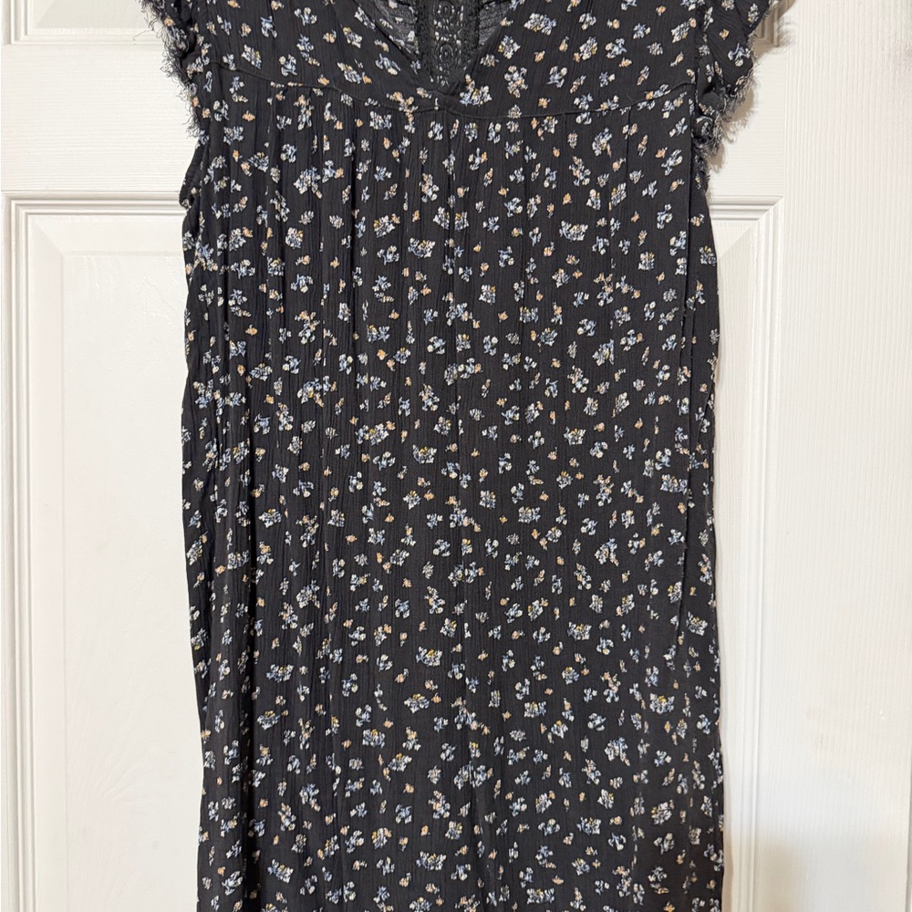 True Craft Black Dress with Floral Print